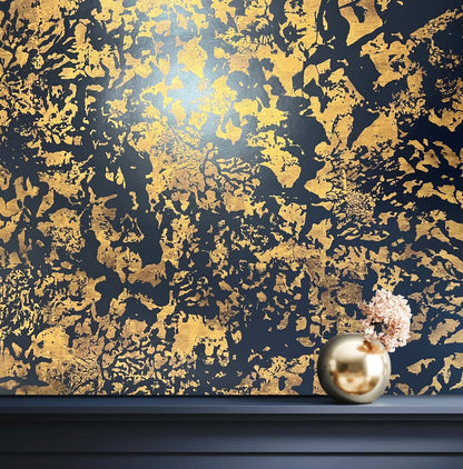 PATINA METALLICS WALLPAPER: Black & Gold  (2 Roll Pack)
