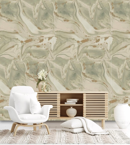CALACATTA WALLPAPER: Sage White