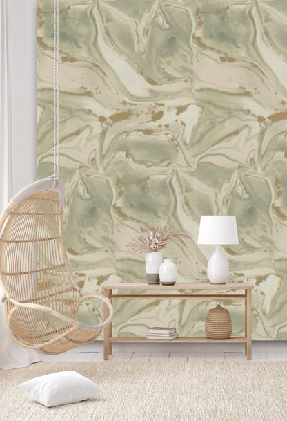 CALACATTA WALLPAPER: Sage White